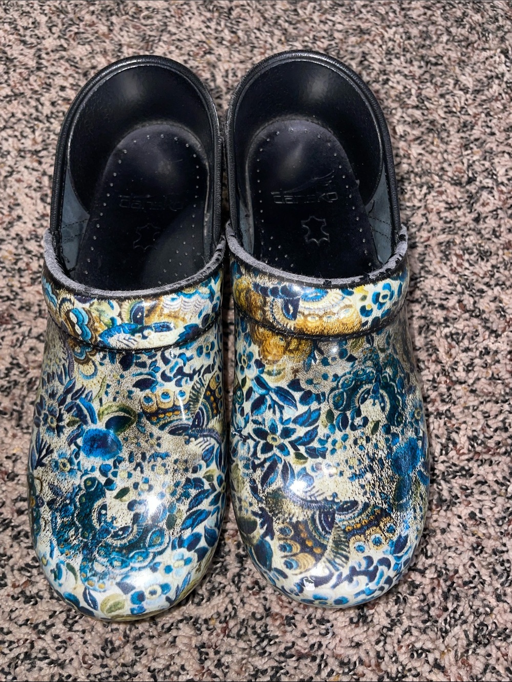 Dansko Leather Floral Paisley Peacock  Women's Nursing Clogs Size 36 | NWOT - Picture 2 of 5